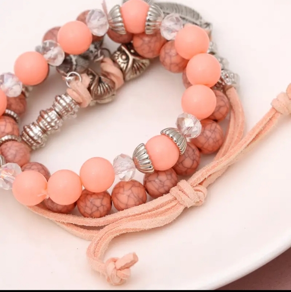 3pcs Colorful Beads Leaf Pendant Bracelet - Picture 4 of 6